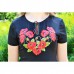 Embroidered t-shirt "Luxurious Poppies on Black"